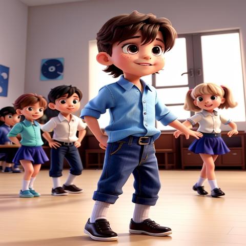 Little Boy Dancing with Friends at the Studio