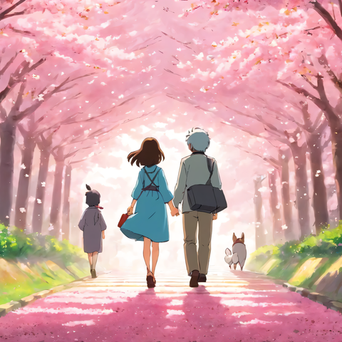 Walking in cherry trees
